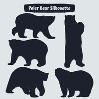 Collection of Polar bear silhouettes in different positions vector