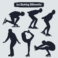 Collection of ice skating silhouettes in different positions vector