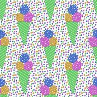 Ice-cream summer seamless pattern. Bright color. Hand drawn style. vector