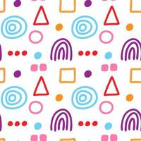 Memphis seamless pattern. Trendy memphis style. Colorful geometric seamless pattern different shapes color style. vector