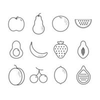 Simple Set of Fruits Related Vector Line Icons. Contains such Icons as Strawberry, Orange, Banana and more.