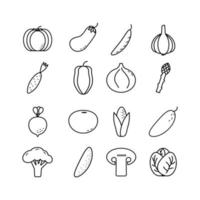 Vegetarian, vegetable, veggies - minimal thin line web icon set. Outline icons collection. vector