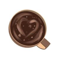 Cup of Coffee on a light Background. Top View. vector