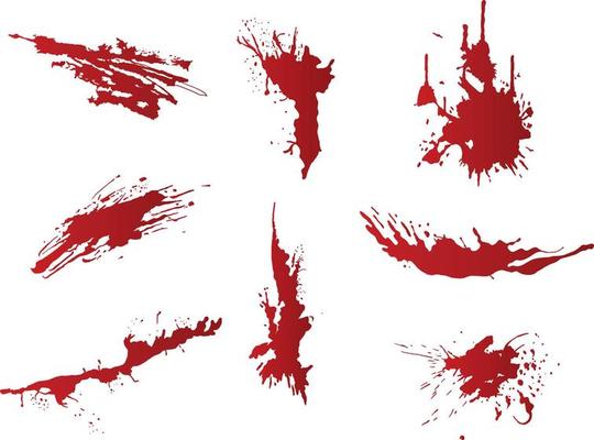 A collection of blood splats for artwork compositions and textures