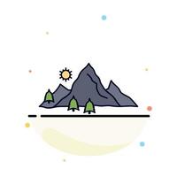 mountain landscape hill nature tree Flat Color Icon Vector