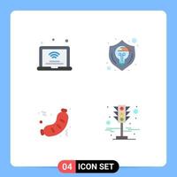 4 Thematic Vector Flat Icons and Editable Symbols of laptop thinking iot design fast Editable Vector Design Elements