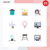 9 iconos creativos signos y símbolos modernos de avión cancelar sorpresa velocímetro tablero elementos de diseño vectorial editables vector