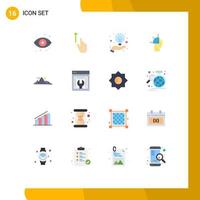 Group of 16 Modern Flat Colors Set for mountain mind programming hand man idea Editable Pack of Creative Vector Design Elements