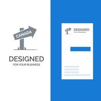 Canada Direction Location Sign Grey Logo Design and Business Card Template