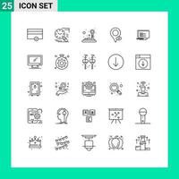 Group of 25 Lines Signs and Symbols for sms pointer control map eye Editable Vector Design Elements