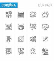 iconos de conjunto de prevención de coronavirus icono de 16 líneas como signo cerrado sangre mano jabón mano coronavirus viral 2019nov enfermedad vector elementos de diseño