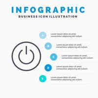 Interface On Power Ui User Line icon with 5 steps presentation infographics Background vector