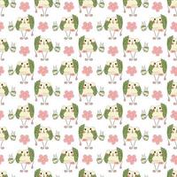 Sakura mochi pattern19. Seamless pattern with cute mochi character. Doodle cartoon vector illustration.