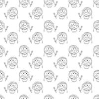 Sakura mochi pattern13. Seamless pattern with cute mochi character. Doodle cartoon vector illustration.