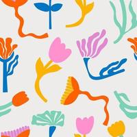 Seamless pattern with doodle flowers. Vector hand drawn background for your design or card, covers, package, wrapping paper. Colorful flat pattern