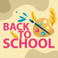 Back to School and Education Logo with Brush Circle Icon with Long pencil. Painting tool Vector illustration