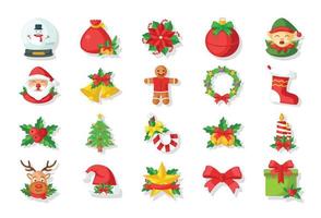 Set of 20 Christmas Stickers vector