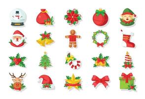 juego de 20 pegatinas navideñas vector