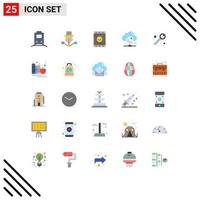 Group of 25 Flat Colors Signs and Symbols for cloud sharing design file plant Editable Vector Design Elements