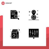 Universal Icon Symbols Group of 4 Modern Solid Glyphs of find juice search location bottle Editable Vector Design Elements