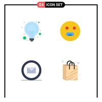 Mobile Interface Flat Icon Set of 4 Pictograms of bulb development seo emot online Editable Vector Design Elements