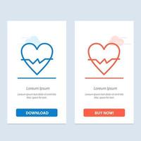 corazón amor latido piel azul y rojo descargar y comprar ahora plantilla de tarjeta de widget web vector