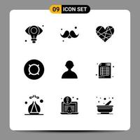 9 Thematic Vector Solid Glyphs and Editable Symbols of generic money gentleman generic money favorite Editable Vector Design Elements