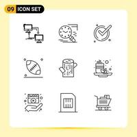 Outline Pack of 9 Universal Symbols of log ball history rugby ok Editable Vector Design Elements