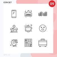 Set of 9 Modern UI Icons Symbols Signs for espresso coffee cash product box Editable Vector Design Elements