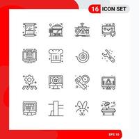 16 User Interface Outline Pack of modern Signs and Symbols of protection shield case iot briefcase things Editable Vector Design Elements