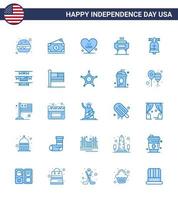 25 USA Blue Signs Independence Day Celebration Symbols of american ball love holiday celebration Editable USA Day Vector Design Elements