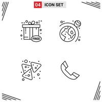 Set of 4 Modern UI Icons Symbols Signs for black friday nachos gift box system call Editable Vector Design Elements