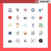 Modern Set of 25 Flat Colors and symbols such as body settings candy hack defect Editable Vector Design Elements