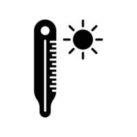 icono de termómetro de verano con sol vector