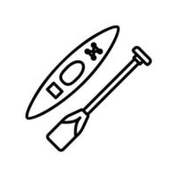 Icono de kayak o canoa de deportes acuáticos con una paleta de mano vector