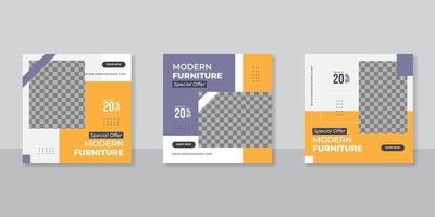 Modern Furniture social media post templates design vector