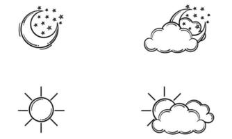 a collection of hand drawn of sunny and cloudy weather vector