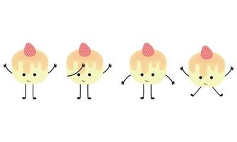 a collection of pudding illustrations with cheerful faces 3 vector