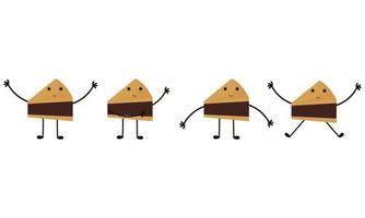 a collection of illustrations of chocolate cakes with cheerful faces vector