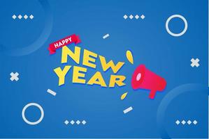 Happy new year text card with blue background vector