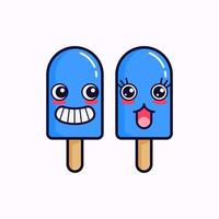 blue cute couple ice cream illustration vector