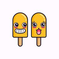 Banana flavored ice cream cartoon couple vector