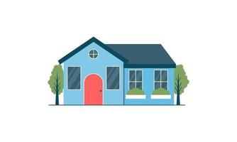 House exterior logo vector illustration front view with roof