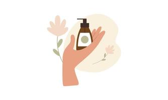 cosmética natural de plantas orgánicas en vector femenino