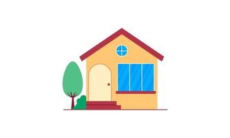 House exterior logo vector illustration front view with roof