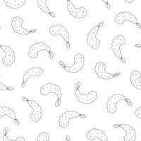 Japanese tempura fried shrimp seamless pattern. Simple black and white design for textile or wrapping paper vector