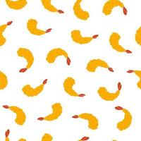 Delicious tempura Japanese fried shrimp seamless pattern. Design for textile or wrapping paper vector