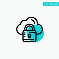 Cloud Network Lock Locked turquoise highlight circle point Vector icon