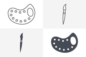 Drawing icon set vector. Color Plate icon, Paint brush icon bundle isolated on white background vector