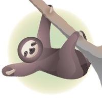 Cute animal sloth in pastel tones, climbing on a tree vector